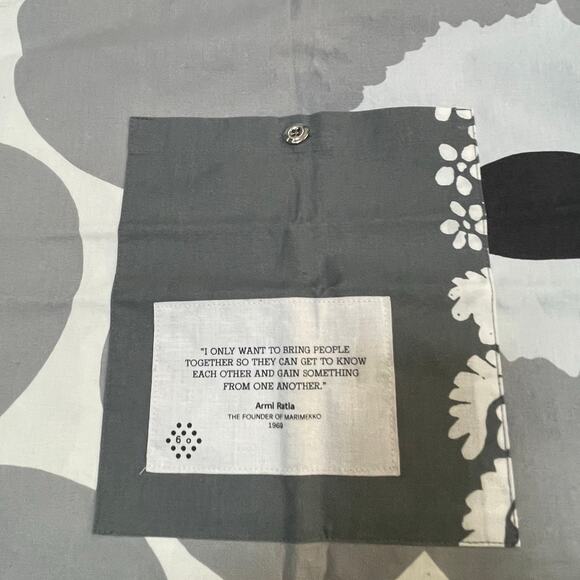 Marimekko Pieni Unikko Tote Bag Floral Poppy Canvas Shop Holiday Vacation Gray - Picture 12 of 15